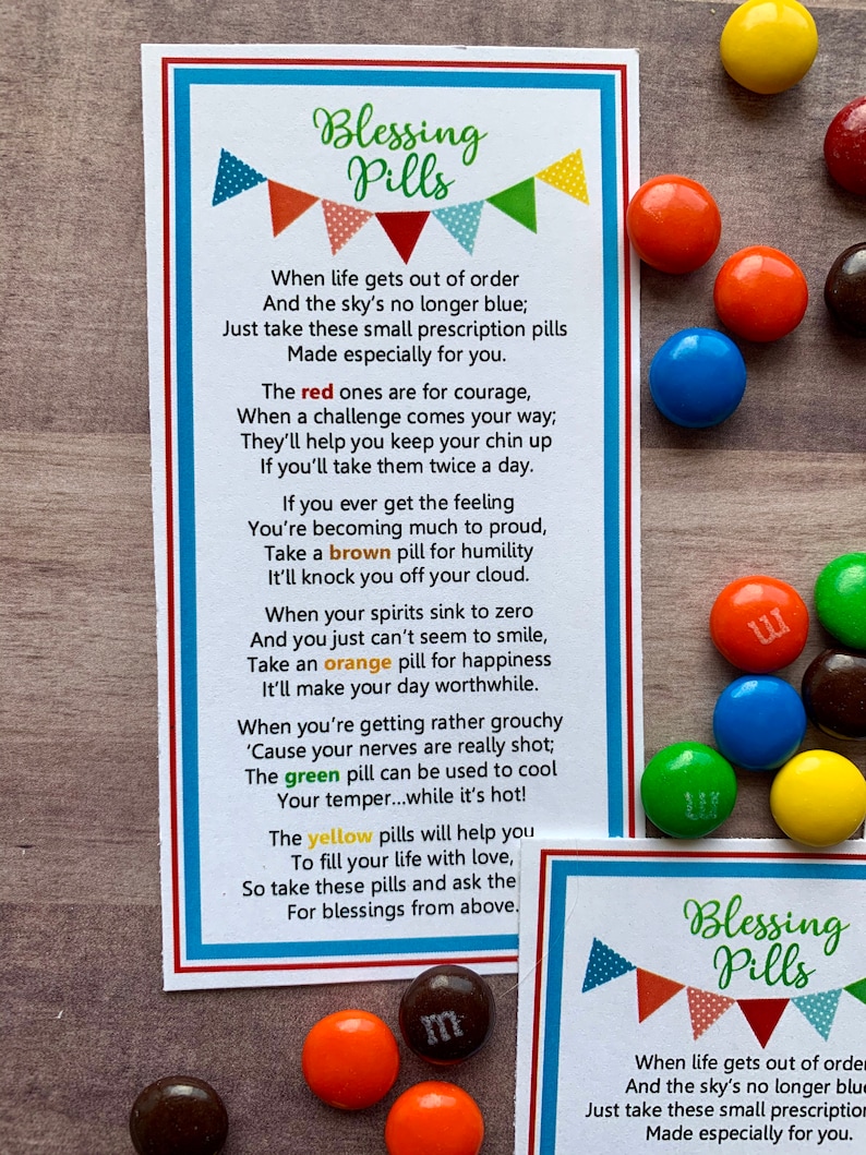 INSTANT DOWNLOAD M&Ms Blessing Pills Printables Tags Gifts Etsy