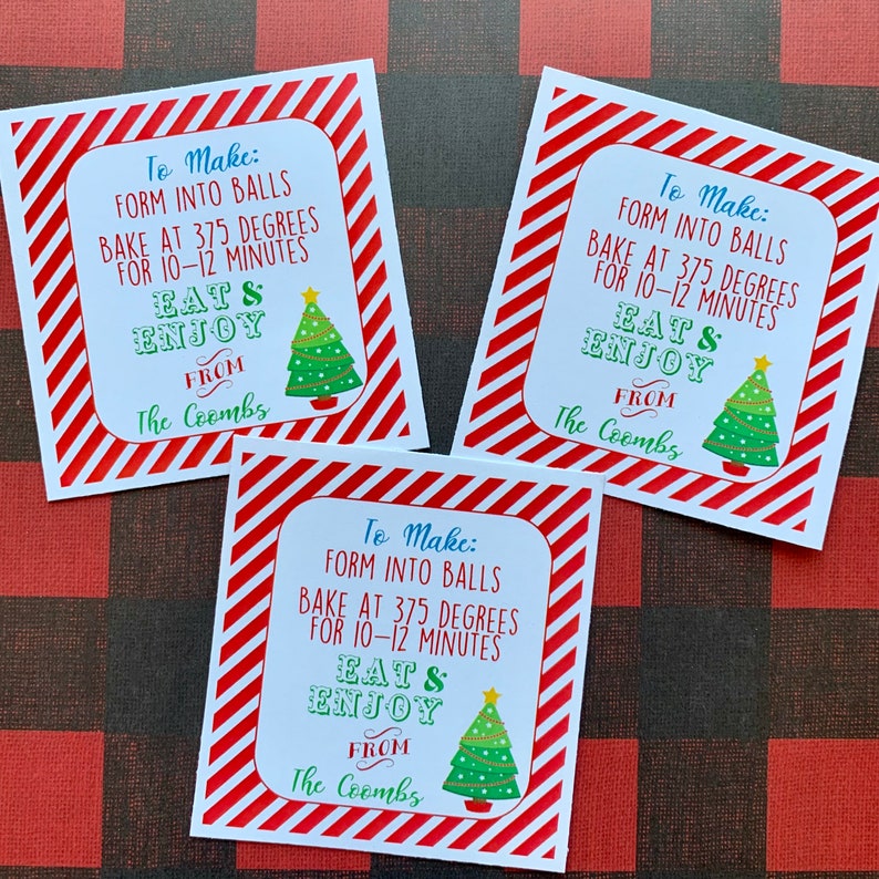 CUSTOM Christmas Neighbor Gifts Cookie Dough Instruction TAGS - Etsy UK