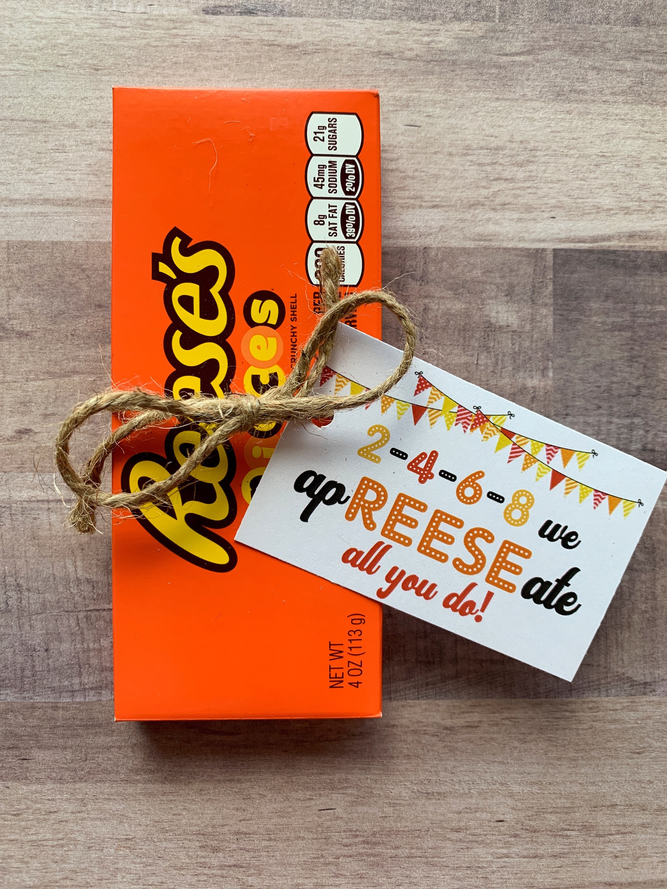 INSTANT DOWNLOAD Reese's Bar Appreciation Printables Tags Etsy