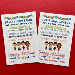 DESCARGA INSTANTE Imprimibles de Cumpleaños de Primaria Feliz Cumpleanos Etiquetas de Regalos Internacionales Ven Siga Rayos de Sol Valiant LDS Teachers Presidencia