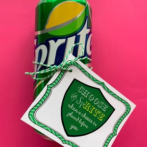 May include: A green and white can of Sprite soda with a green and white gift tag that says "Choose the Sprite when a choice is placed before you".