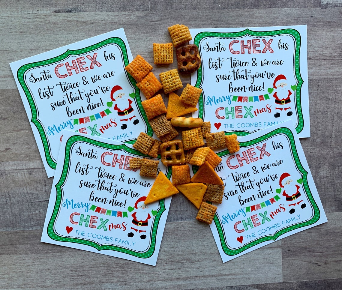 CUSTOM Christmas Chex Neighbor Gifts TAGS Snack Mix Muddy Etsy