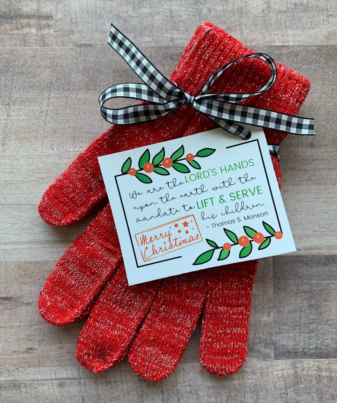 INSTANT DOWNLOAD Lord's Hands Gloves Christmas Neighbor Gifts TAGS