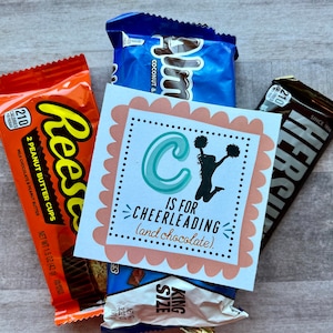 DESCARGA INSTANTE Cheer Competition Dance Imprimibles Etiquetas Chocolate Regalos Golosinas Tarjetas de escenario Porristas Bailando Hermanas Pom Candy Bar