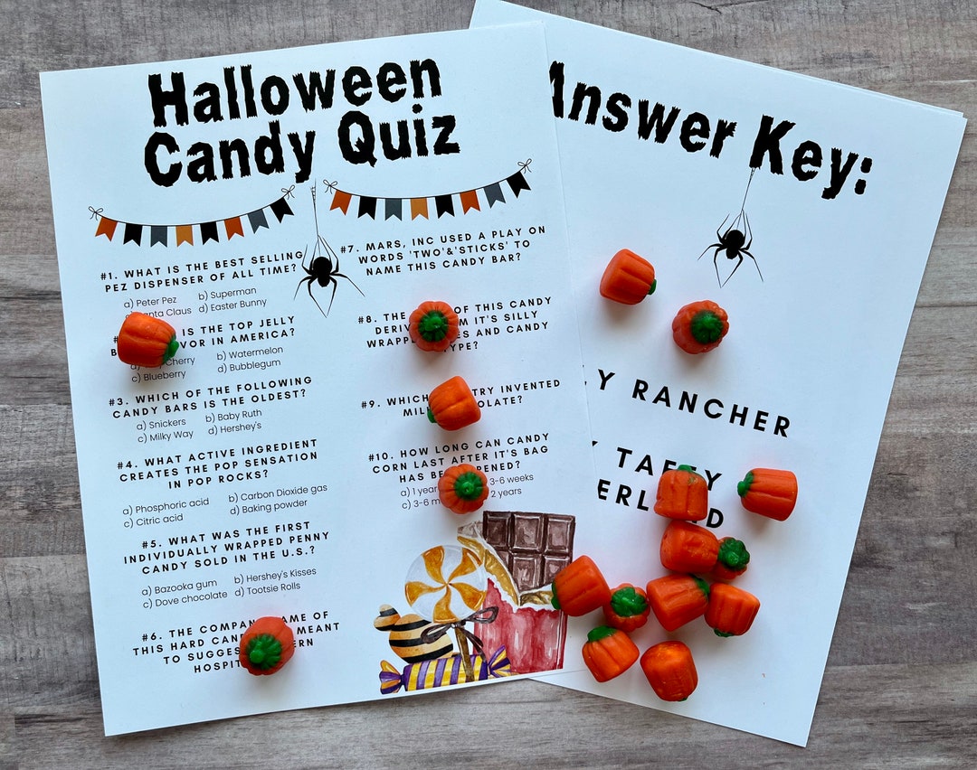 INSTANT DOWNLOAD Halloween Candy Quiz Friends Teachers Etsy