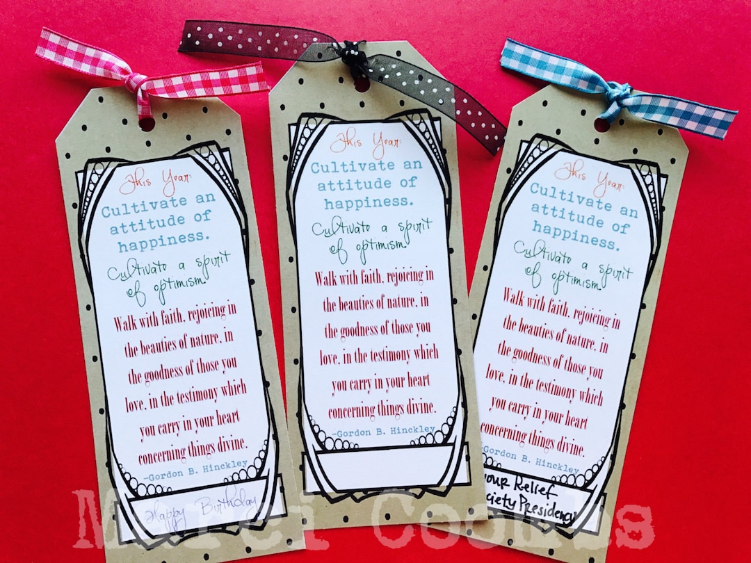 INSTANT DOWNLOAD Relief Society Birthday Bookmarks Tags Gordon B ...