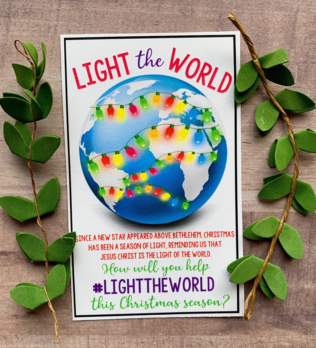 INSTANT DOWNLOAD Light the World Christmas Ornaments Bulbs Gifts Favors ...