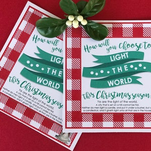 INSTANT DOWNLOAD Light the World Printables Tags Christmas Gifts Young Womens Primary Visiting Teaching Sunday School LDS Mormon Present