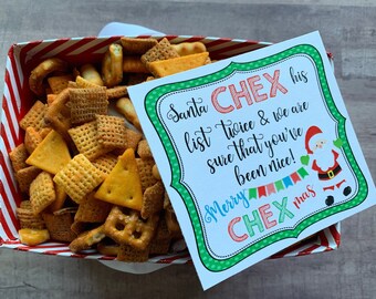 INSTANT DOWNLOAD Christmas Chex Neighbor Gifts TAGS Snack Mix