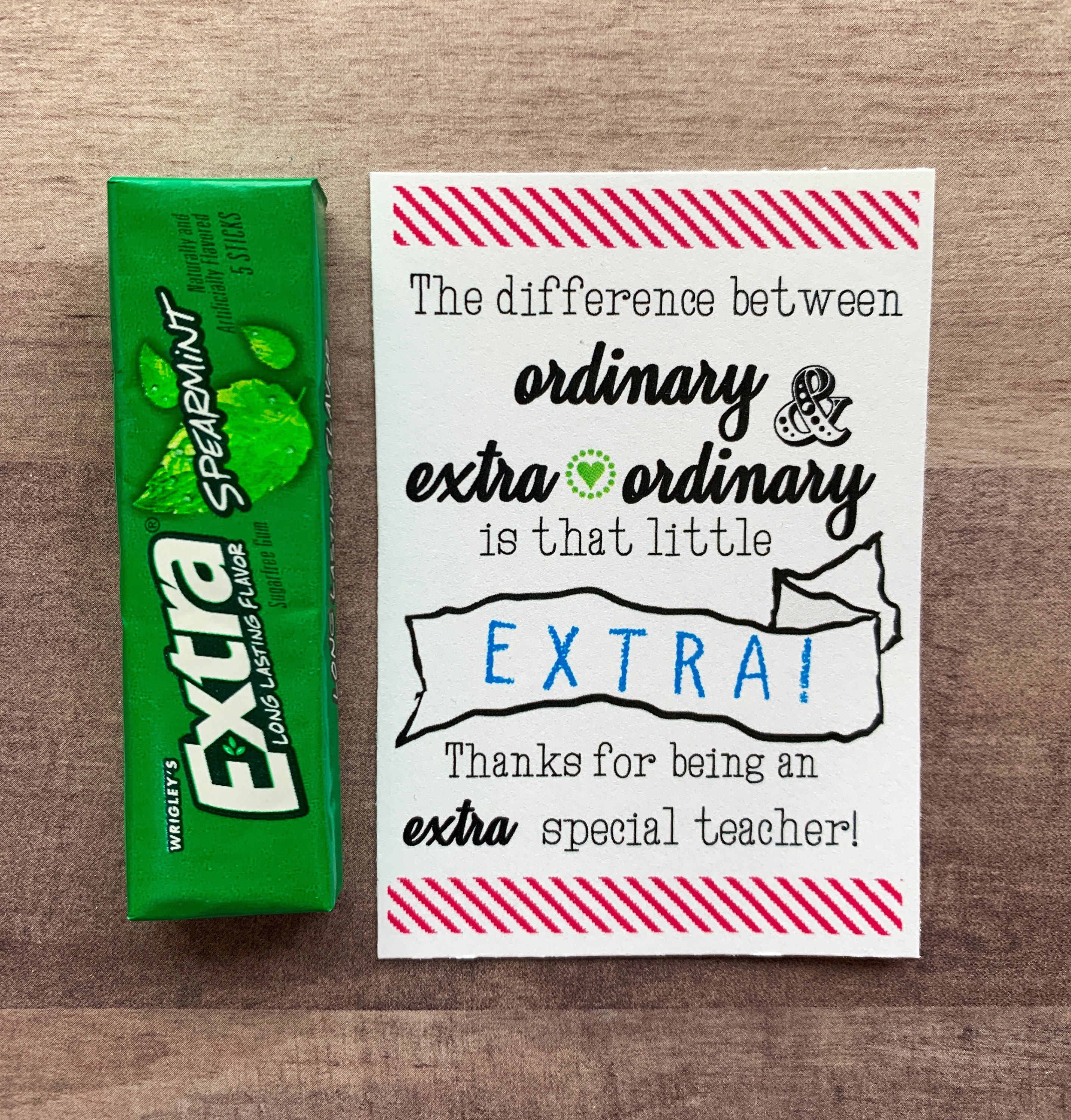 Teacher Appreciation Extra Gum Printable Printable Templates