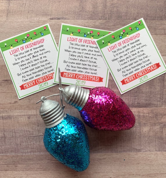 Light of Friendship Christmas Ornaments Bulbs Gifts Favors Etsy