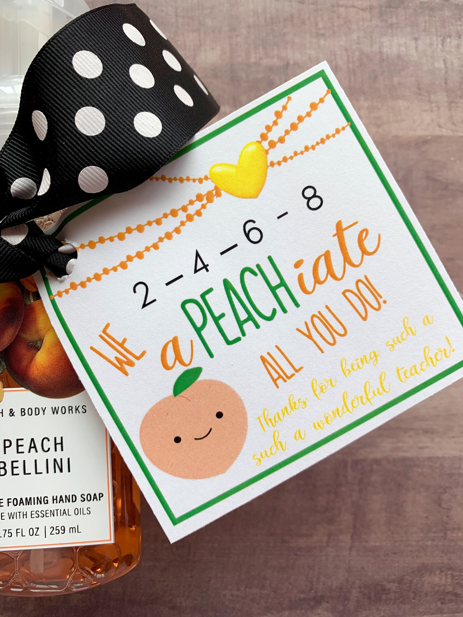 INSTANT DOWNLOAD Teacher Appreciation Peach Printables Soap Thank You ...