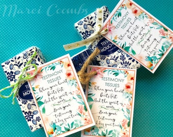 INSTANT DOWNLOAD Testimony Tissues Young Womens Printables Girls Camp Tags Marci Coombs LDS Beehives