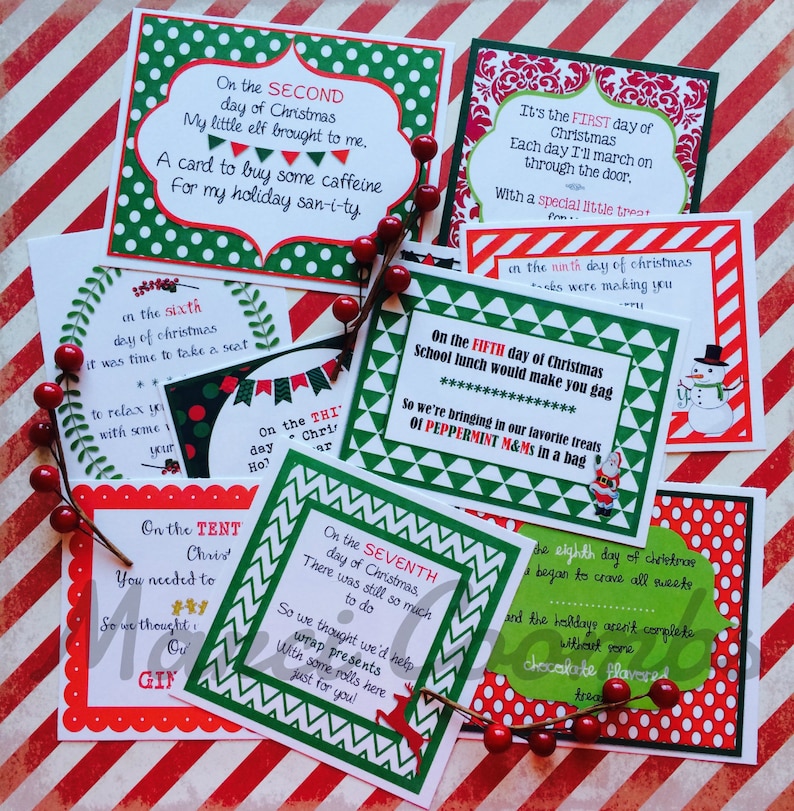 12 Days Of Christmas Printable Tags Secret Santa Labels