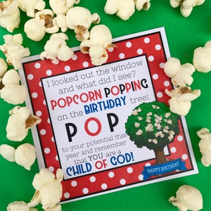 プライマリー誕生日プレゼントのタグラベルステッカーLDS私は神の子ですモルモンサンビーム勇敢なクラステーマポップコーンの即時ダウンロード