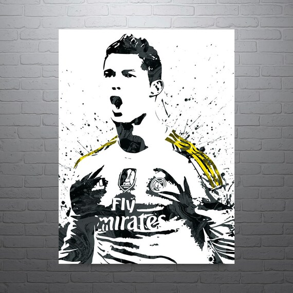 Cristiano Ronaldo Real Madrid Portugal Soccer Poster Sports Art Print Football Poster Watercolor Contemporary Abstract Drawing Print