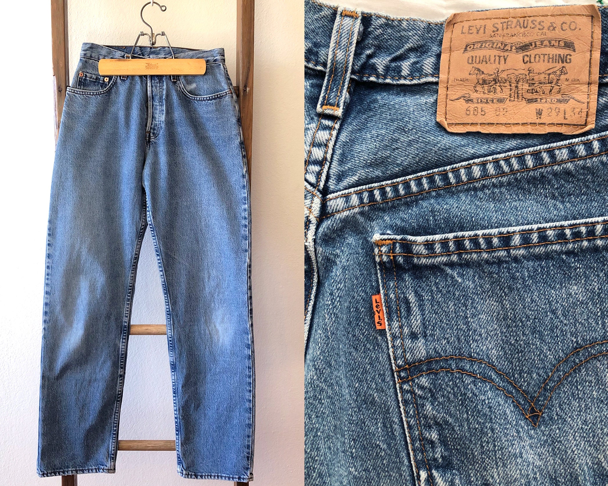 Levis 605 Orange Tab Jeans Vintage 1990s High Waist - Etsy