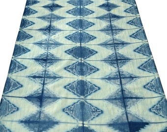 Southwest Diamond Shibori Indigo Scarf & Wrap - Dark Indigo and Pale Turquoise