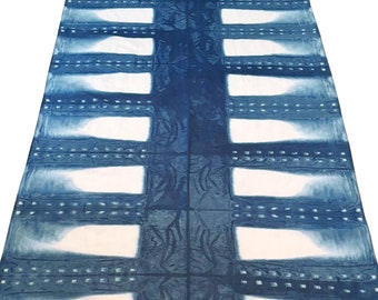 Ladder Shibori Indigo Scarf & Wrap - Dark and Light Indigo