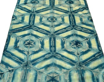 Hexagon Shibori Indigo Scarf & Wrap - Dark Indigo and Celadon