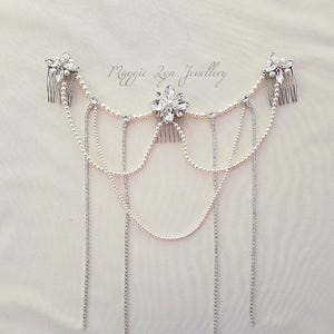 Boho headpiece - Boho wedding headpiece - Bohemian headpiece - Boho hair piece - Bridal Hair chain - Bridal headpiece - Pearl headpiece - UK