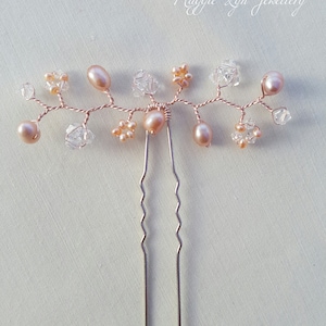 Rose Gold hair pins - Bridal hair pins - Blush pink Wedding hair pins, Blush pink Hair pins, Bridal hair grip, blush bridal hair accessories