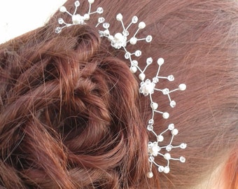Wedding hair pins - Bridal hair pins - Bridal Hair Accessories - Wedding Hair Accessories - Pearl hair pins - Silver Bridal Hair pin - UK
