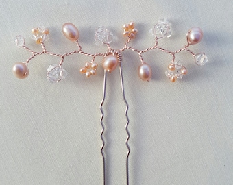Rose Gold hair pins - Blush pink bridal hair pins - Wedding hair pins,  blush pink bridal hair accessories, pink Hair pins, Bridal hair grip