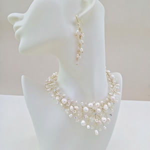 Gold bridal Jewellery set- Gold bridal Jewelry set, Gold pearl jewellery set, Gold wedding jewellery set, Bride jewellery - pearl jewelry