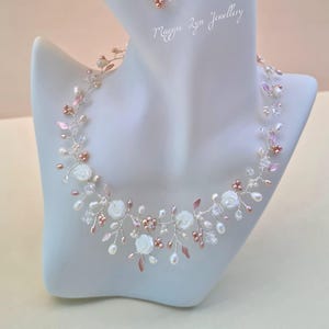 Blush pink Bridal necklace - Pink Freshwater pearl Wedding Necklace - Pearl necklace, blush pearl necklace, Blush pink jewellery, pink pearl