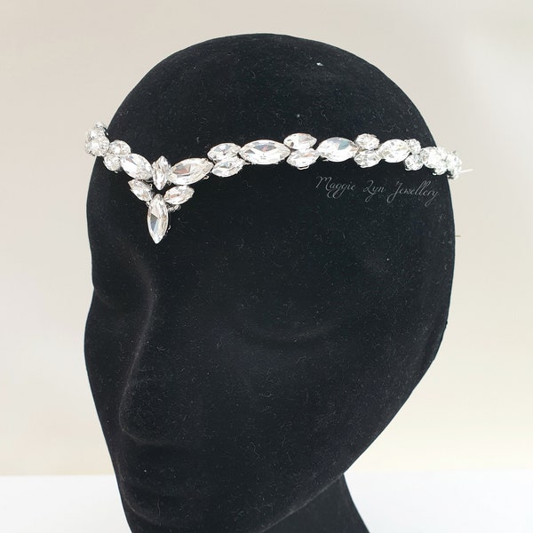 Crystal forehead band - Forehead headpiece - Bridal Forehead Jewellery - Forehead Jewelry - Forehead tiara - Crystal, Bridal hair piece. UK