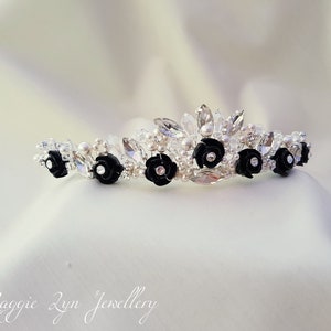 Bridal Tiara - Gothic tiara - Gothic crown - Bridal crown, Black tiara, Crystal tiara, Goth tiara, Goth crown, wedding tiara, Gothic wedding