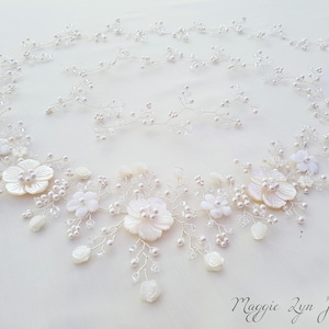 Beautiful Bridal hair vine - Wedding Hair vine, Bridal hair accessories, Flower hair vine, Pearl hair vine, Floral hair vine, long hair vine