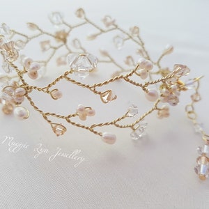Gold Bridal bracelet - Champagne gold wedding bracelet - Freshwater pearl bracelet - Wedding bracelet - Gold bracelet, Bridal Jewellery - UK
