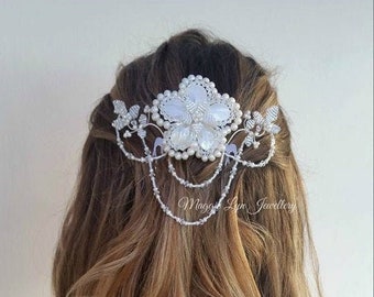 Bridal Hair Comb - Floral Hair Comb - Wedding hair comb, Pearl hair comb, Pearl headpiece, Bridal headpiece , Bridal Hair piece, bridal comb