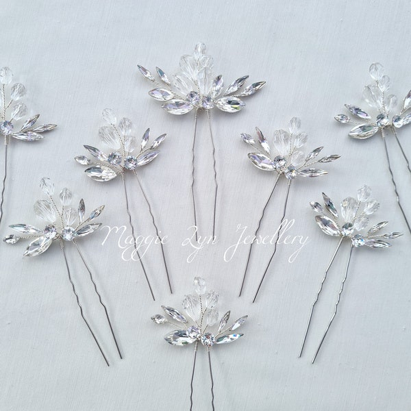 Crystal hair pins - Bridal hair pins - Sparkly Bridal hair accessory, Wedding hair pins - Crystal hair clip - Winter wedding accessories, UK