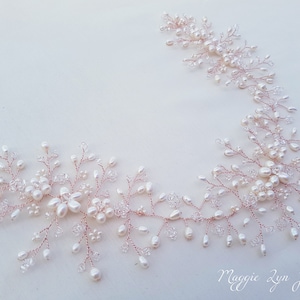 Rose gold Bridal hair vine - Rose Gold Headpiece - Rose gold hair vine - Rose Gold hair piece -  Wedding headpiece - Wedding hair piece