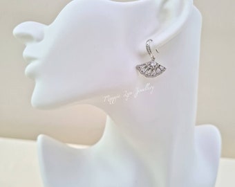 Art Deco earrings - Art deco bridal earrings, Christmas Gift for her, Silver Wedding earrings, Silver Crystal earrings, Earrings for bride,
