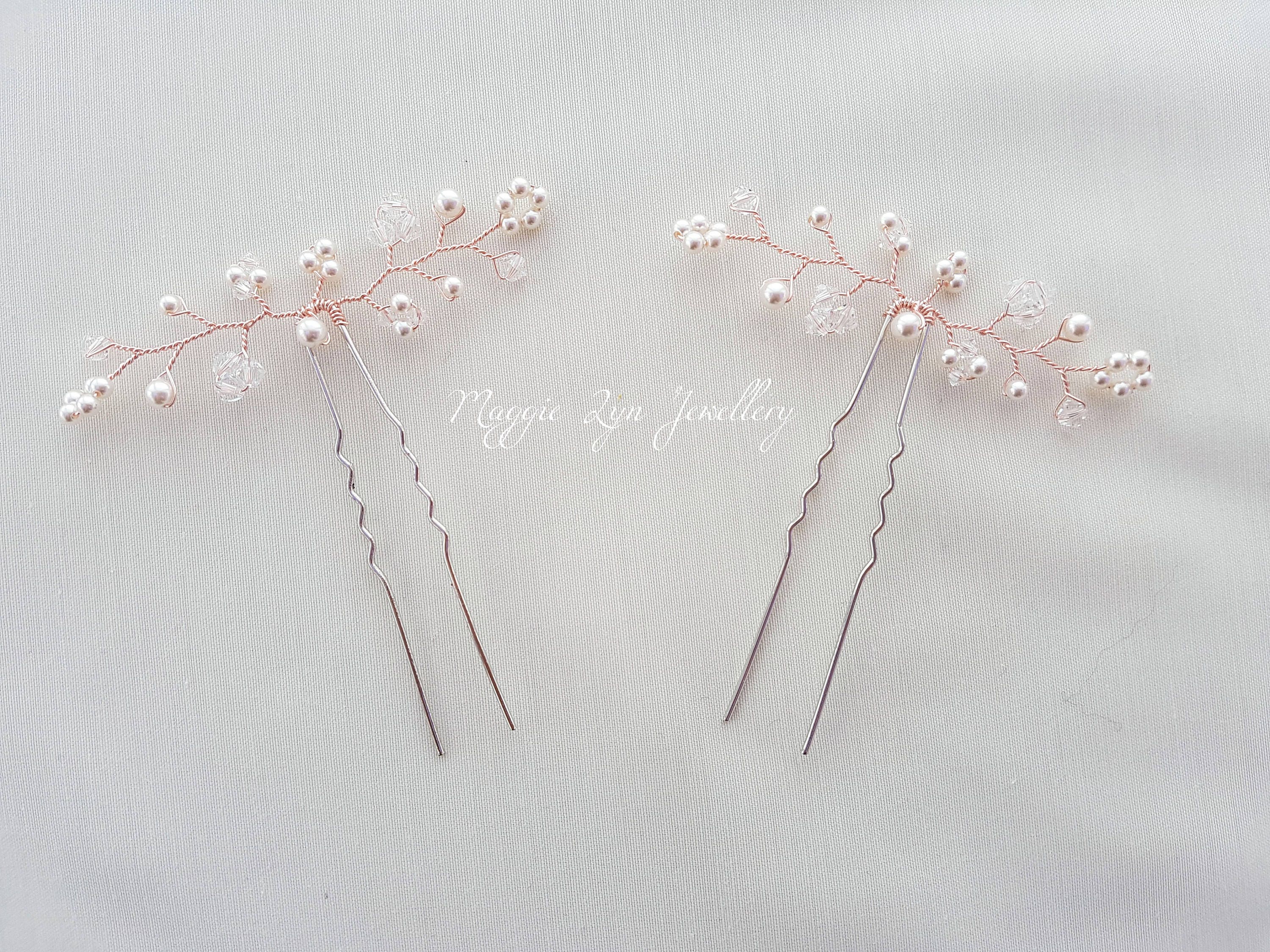 Rose Gold Hair Pins Rose Gold Bridal Hair Pins Wedding Etsy UK