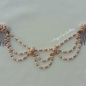 Rosegold Hochzeit Haarteil - Rosegold Kopfschmuck - Rosegold Haarteil - Rosegold Hochzeit Kopfschmuck - Rosegold Braut Haarschmuck - UK