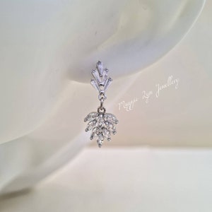 Silberne Kristall Ohrringe - Silber Braut Ohrringe - Silber Hochzeit Ohrringe, Ohrringe für Braut, Braut Ohrringe, Zirkonia Tropfen Ohrringe
