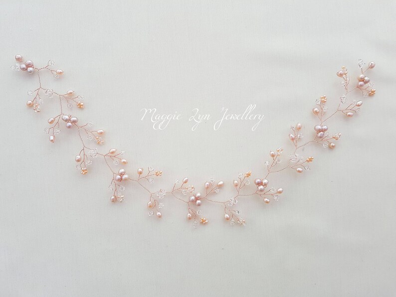 Rose Gold Hair Vine Blush Pink Hair Accessories Bridal Hair Etsy