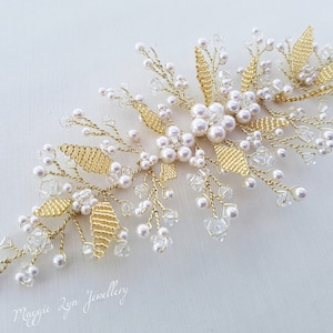 Gold leaf headpiece - Bridal headpiece - Gold bridal hair piece - Gold wedding hair accessories - Gold leaf hair comb, gold leaf hair piece