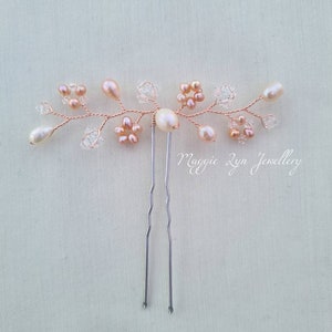 Rose Gold bridal hair pins - Wedding hair pins - Blush pink hair pins - Rose Gold Bridal hair accessories, Bridesmaids hair accessories, UK