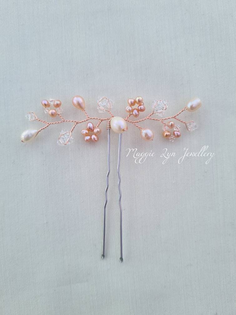 Rose Gold Bridal Hair Pins Wedding Hair Pins Blush Pink Etsy UK