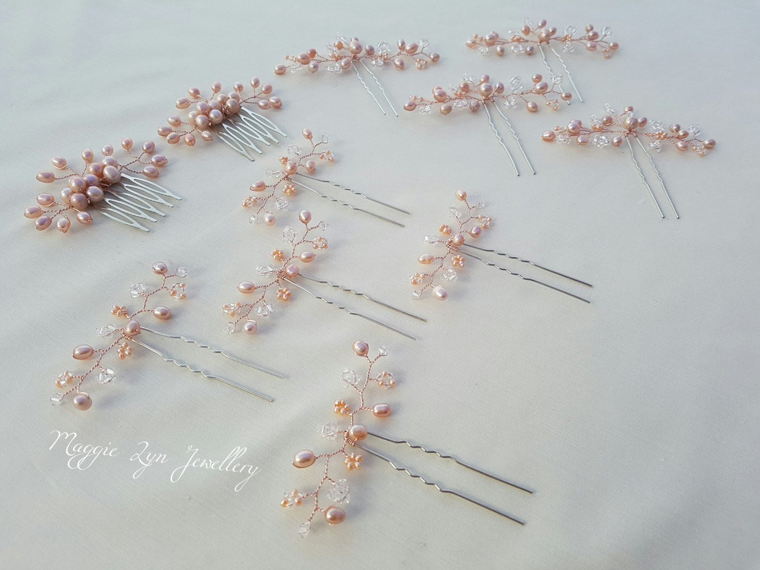 Rose Gold Bridal Hair Pins Wedding Hair Pins Blush Pink Etsy UK
