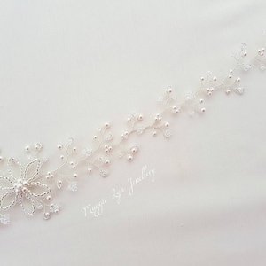 Bridal hair vine - Pearl hair vine - Silver hair vine - crystal hair vine - Bridal headpiece, bridal hair piece, bridal headband,  uk