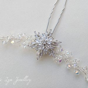 Christmas hair clips - Cubic Zirconia Snowflake hair pins - Christmas gifts for her - Christmas party hair accessories, Snowflake hair clip