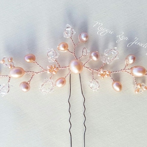 Blush pink wedding hair accessories - Pink Bridal hair pins - Rose Gold Hair pins, Wedding hair pins, Rose Gold Bridesmaids hair accessories