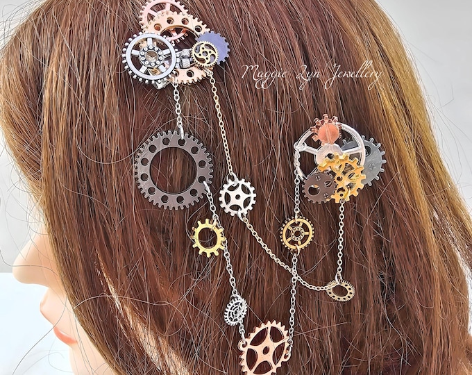 Steampunk Hair accessories - Steampunk hair clip - Steampunk Jewelry - Steampunk jewellery, Gothic hair accessories - steampunk hair brooch